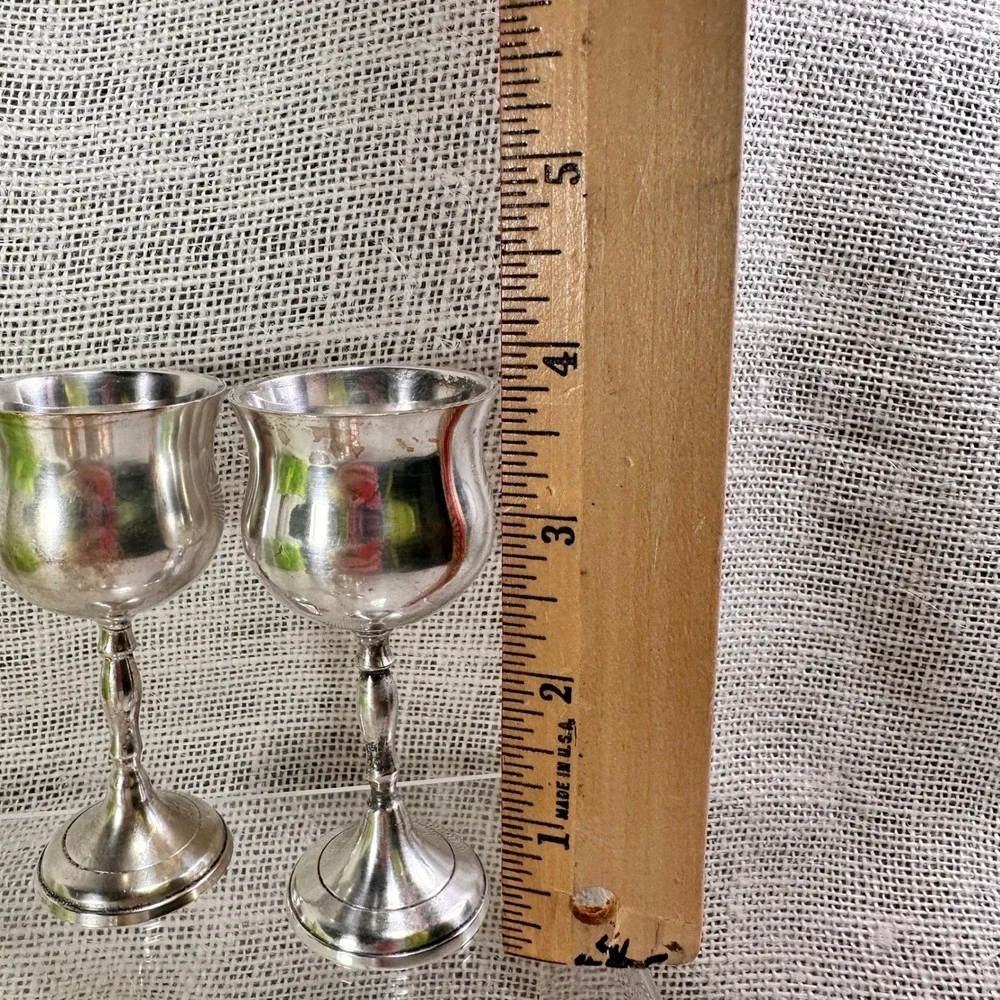 Vintage Silver Plate Cordial Goblets‎ Set of 4 Old World Barware Cottagecore
